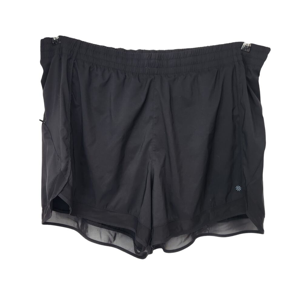 Athleta Black Mesh Racer Short 4" Plus Athletic Shorts Women's 3X - Picture 7 of 8